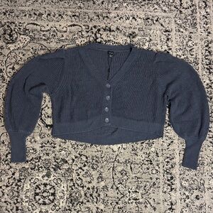 Women's knit midnight Blue Cropped cardigan